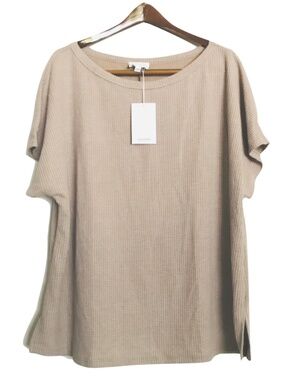 Andree By Unit mocha cream waffle knit top size 2X